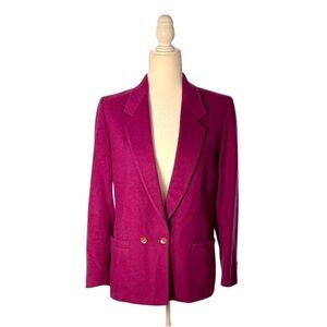 Vintage Talbots Cashmere Wool Blazer Jacket Magenta Purple USA Made Women 10